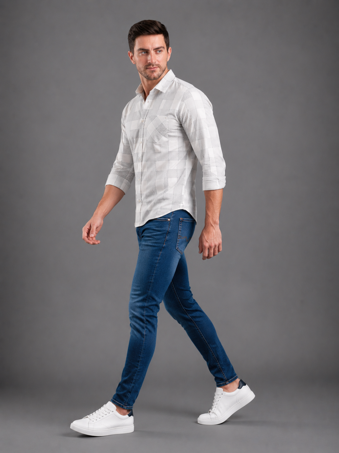 SPARKY Men Stretch Narrow Fit Mid Blue Jeans | Premium Casual Denim
