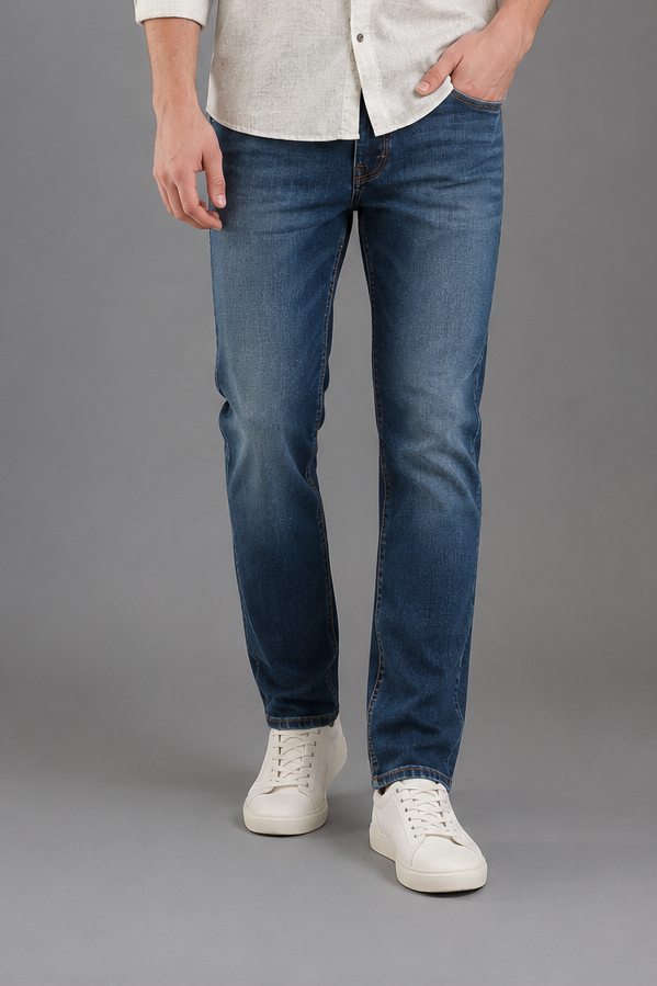 SPARKY Men Stretch Comfort Fit Mid Blue Jeans | Premium Casual Denim