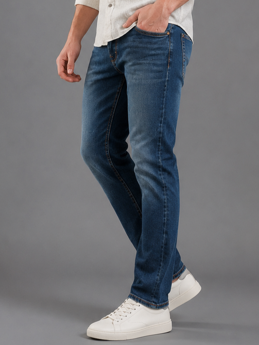SPARKY Men | Stretch Comfort Fit | Mid Blue Jeans | Premium Casual Denim