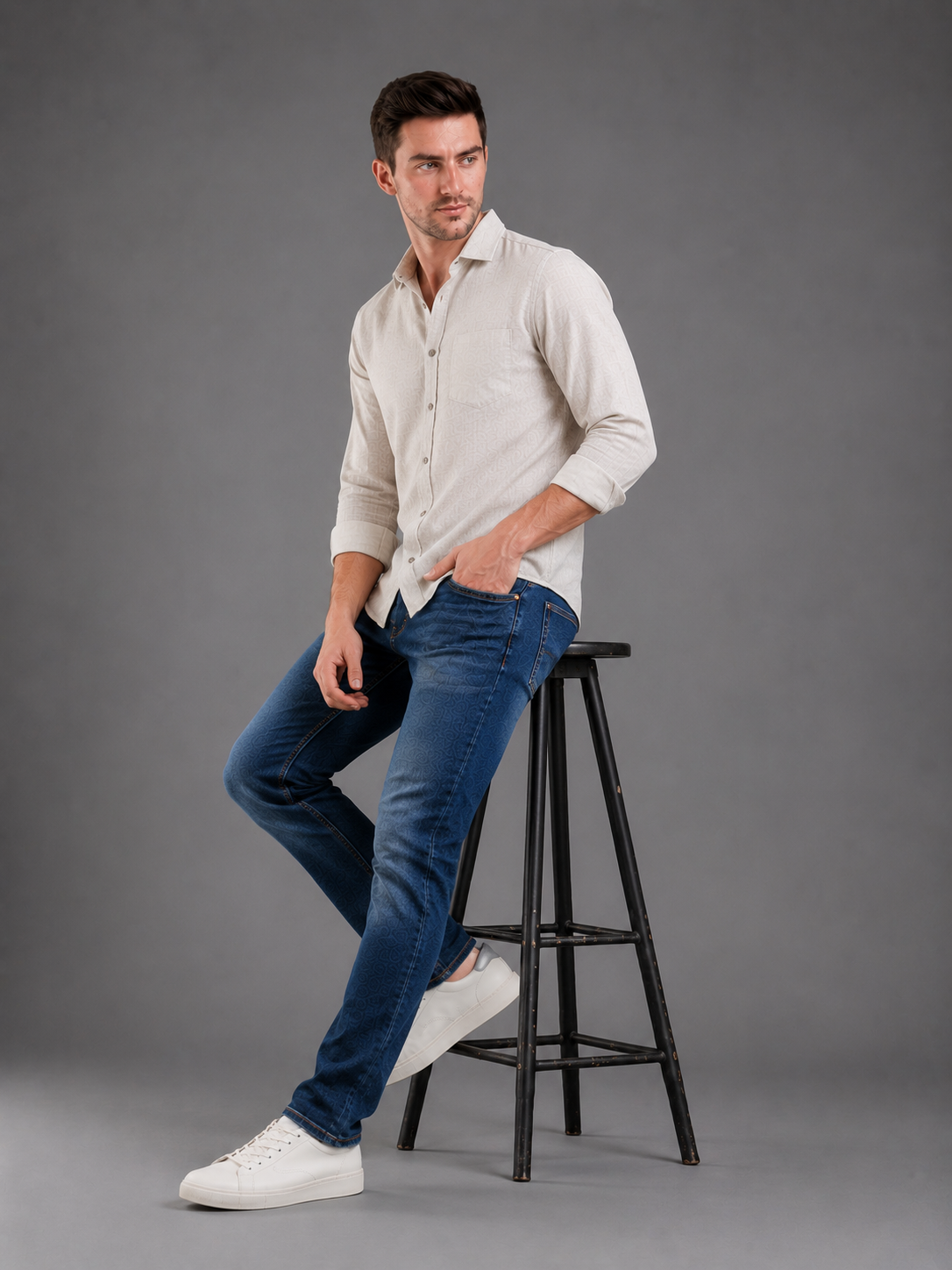 SPARKY Men Stretch Comfort Fit Mid Blue Jeans | Premium Casual Denim