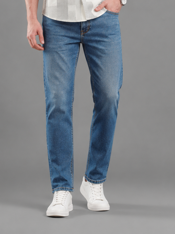 SPARKY Men Stretch Comfort Fit Mid Blue Jeans | Premium Casual Denim