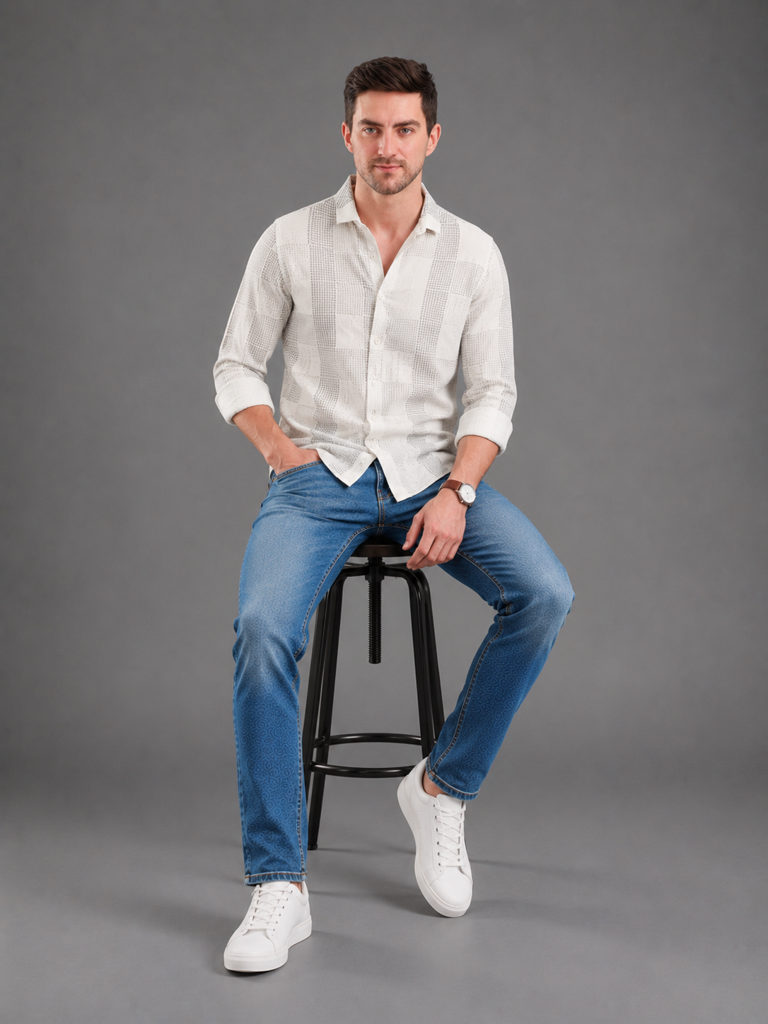 SPARKY Men Stretch Comfort Fit Mid Blue Jeans | Premium Casual Denim