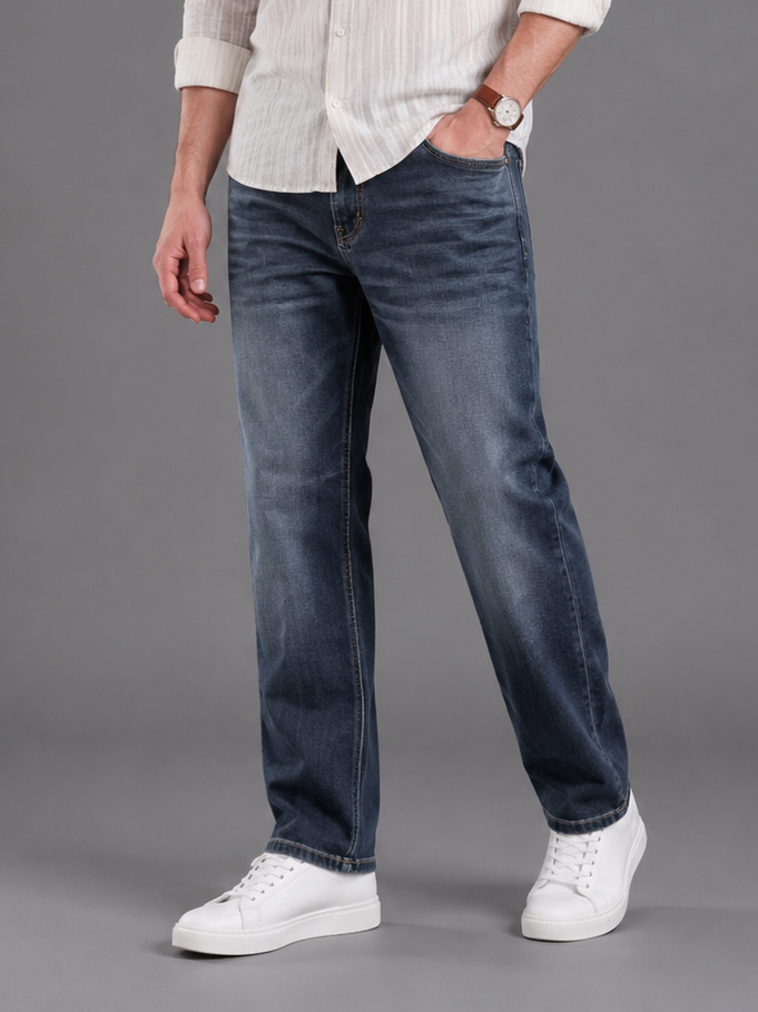 SPARKY Men Stretch Comfort Fit Mid Blue Jeans | Premium Casual Denim
