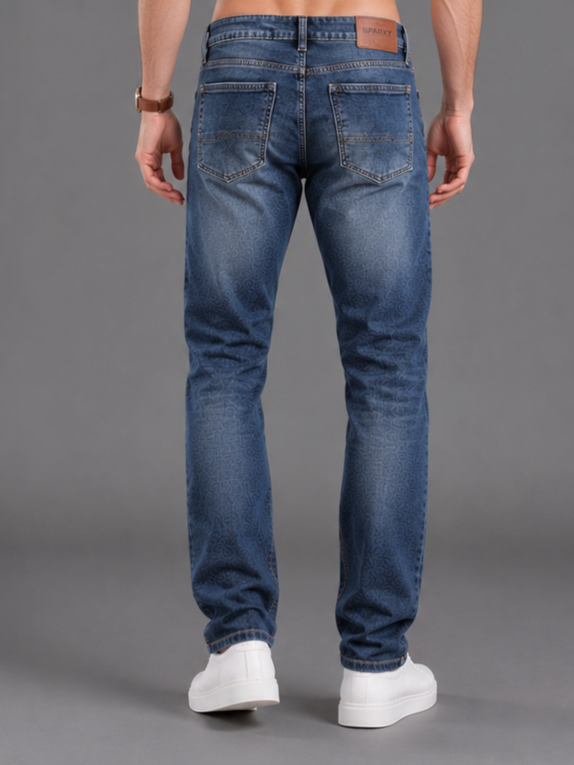 SPARKY Men Stretch Comfort Fit Mid Blue Jeans | Premium Casual Denim