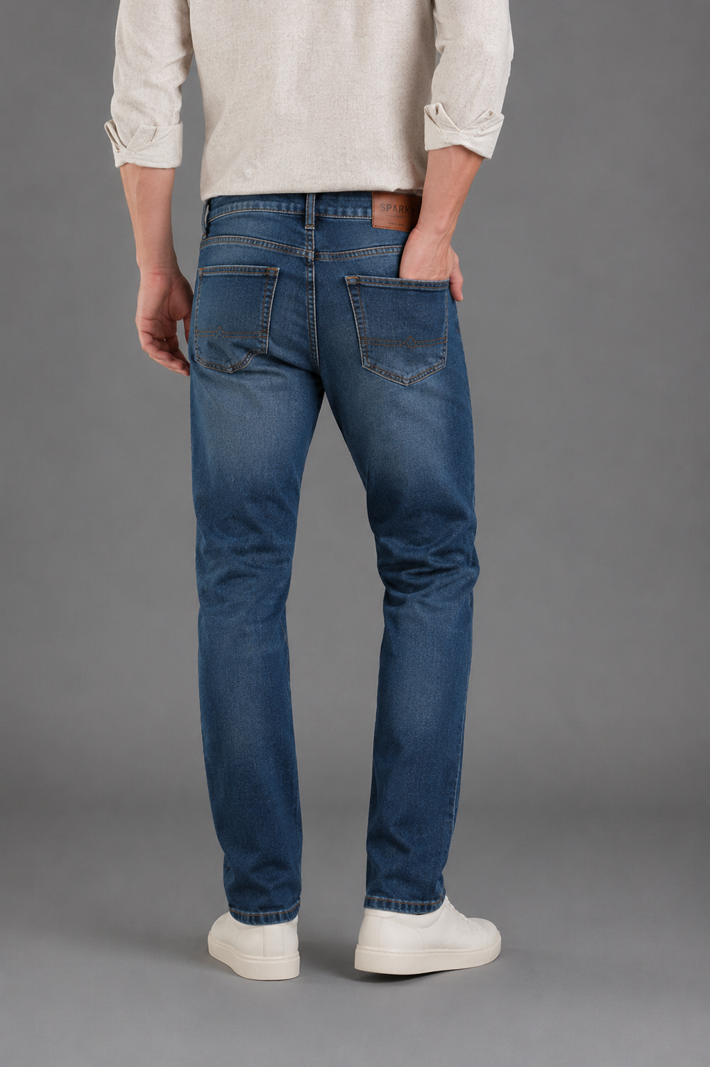 SPARKY Men Stretch Comfort Fit Mid Blue Jeans | Premium Casual Denim