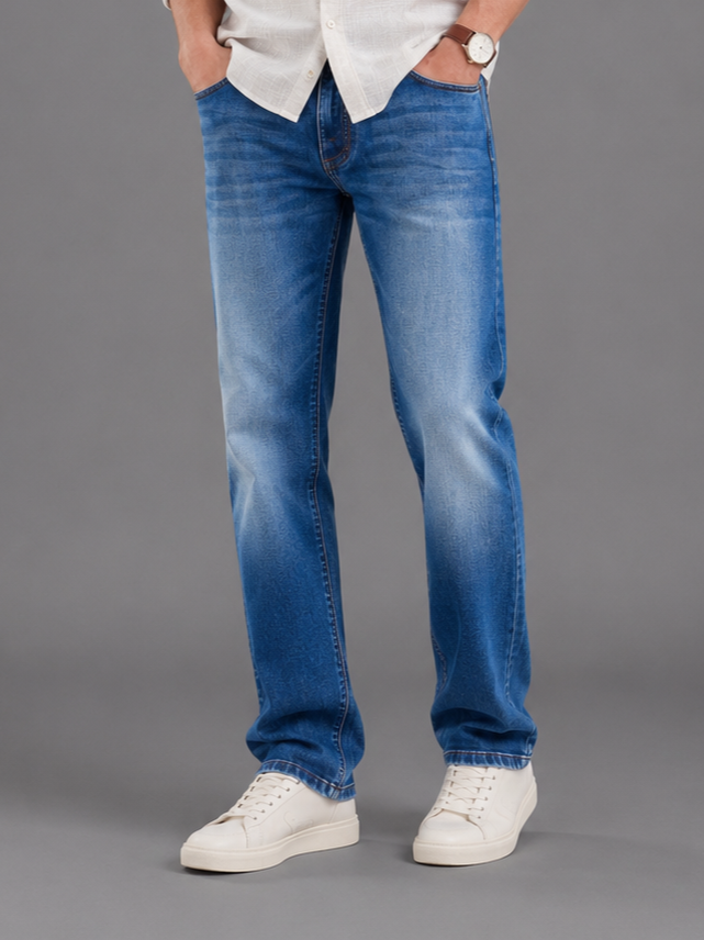 SPARKY Men Stretch Comfort Fit Mid Blue Jeans | Premium Casual Denim
