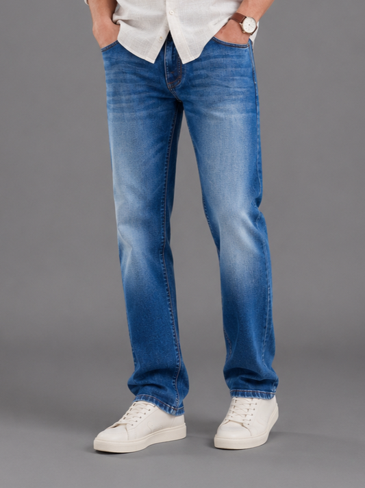 SPARKY Men | Stretch Comfort Fit | Mid Blue Jeans | Premium Casual Denim