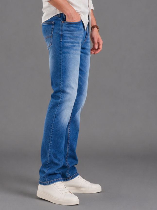 SPARKY Men Stretch Comfort Fit Mid Blue Jeans | Premium Casual Denim