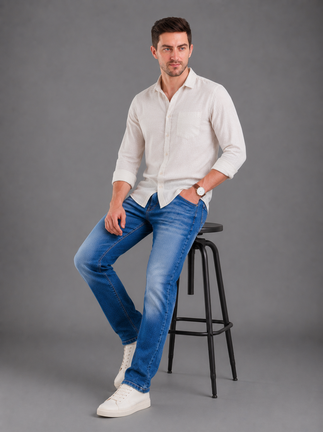 SPARKY Men Stretch Comfort Fit Mid Blue Jeans | Premium Casual Denim