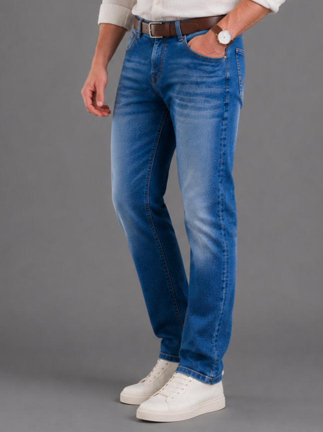 SPARKY Men Stretch Comfort Fit Mid Blue Jeans | Premium Casual Denim