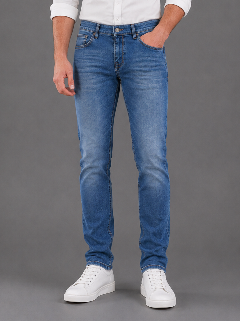 SPARKY Men | Stretch Narrow Fit | Mid Blue Jeans | Premium Casual Denim