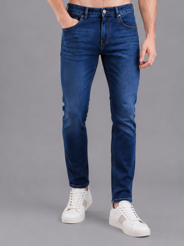 SPARKY Men | Stretch Narrow Fit | Mid Blue Jeans | Premium Casual Denim