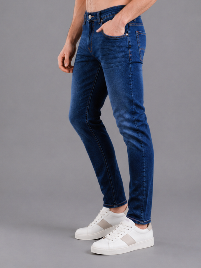 SPARKY Men | Stretch Narrow Fit | Mid Blue Jeans | Premium Casual Denim