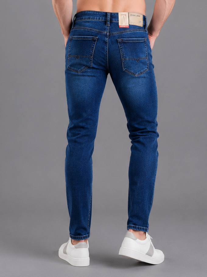 SPARKY Men | Stretch Narrow Fit | Mid Blue Jeans | Premium Casual Denim