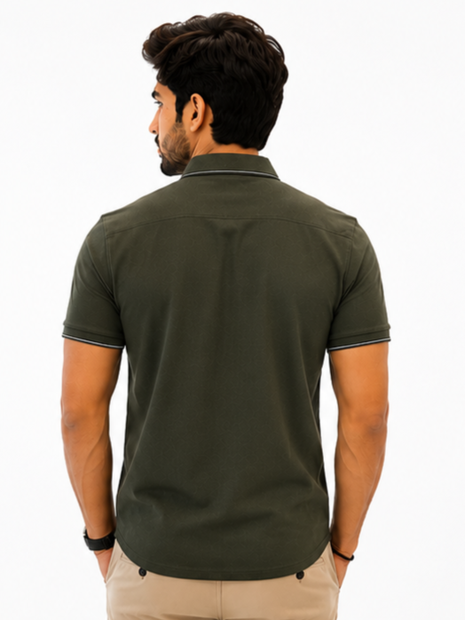 SPARKY Men Green Casual Shirt | Stylish Slim Fit Half Sleeve Shirt