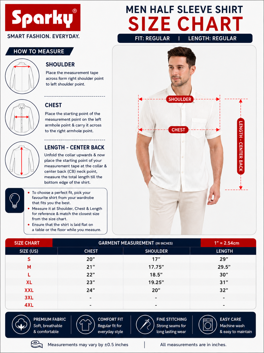 SPARKY Men Premium Formal Shirt | Lightweight Breathable Cotton White color