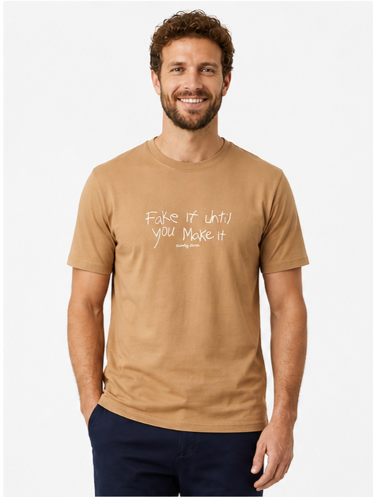 Sparky Men Camel Colour Typography T-Shirt | Premium Casual Fashion Wear