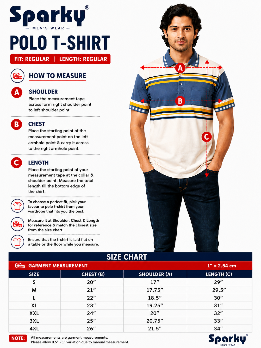 Sparky Men Striped Polo Neck White Blue Colour T-Shirt | Casual Half Sleeve Cotton T-Shirt