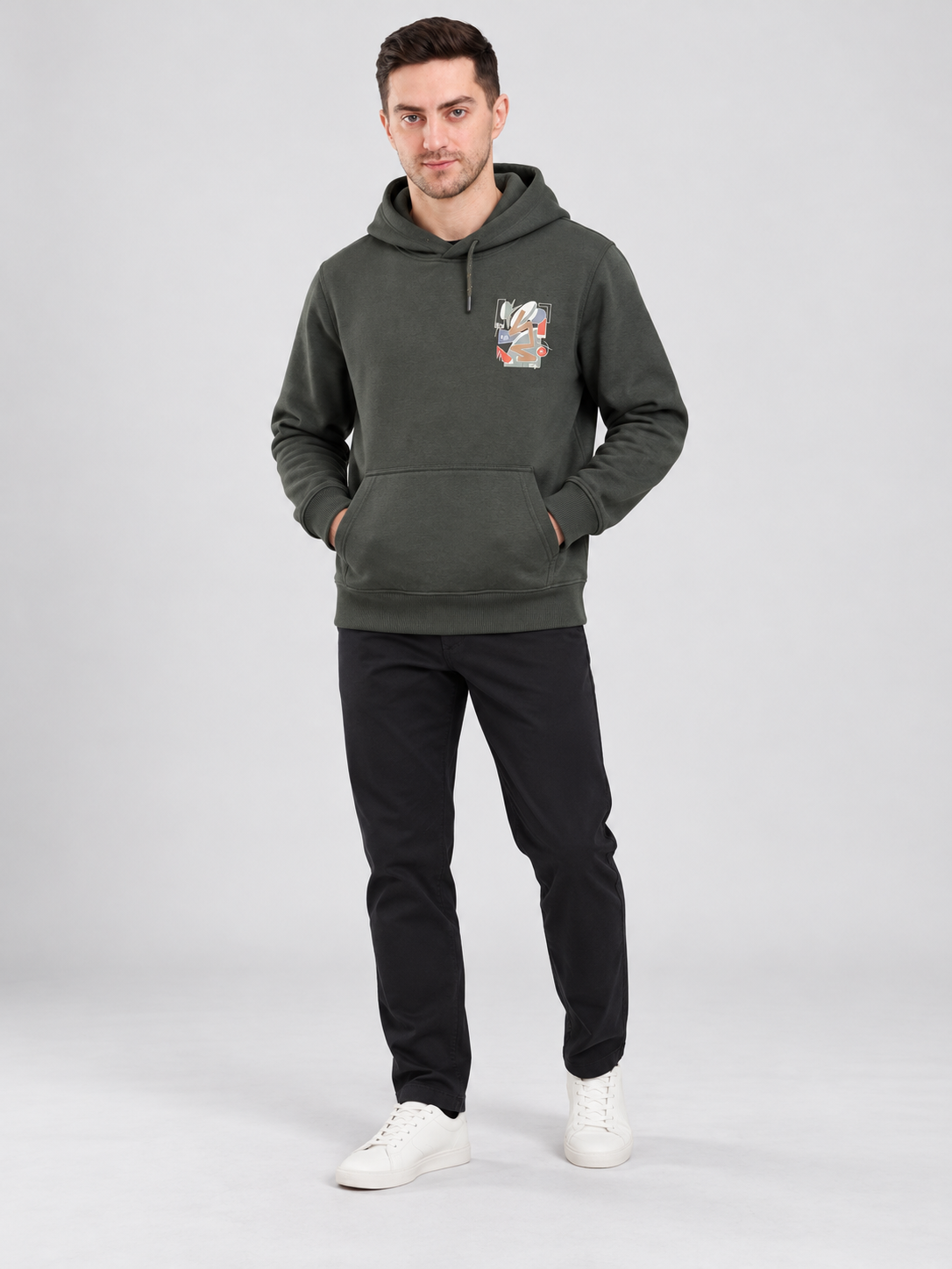 Green Colour Regular Fit  Primium Hooded Sweatshirt