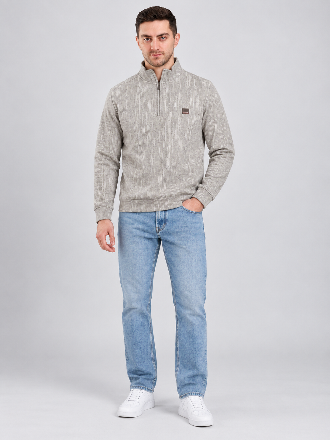 Off White Colour Regular Fit  Primium Sweatshirt