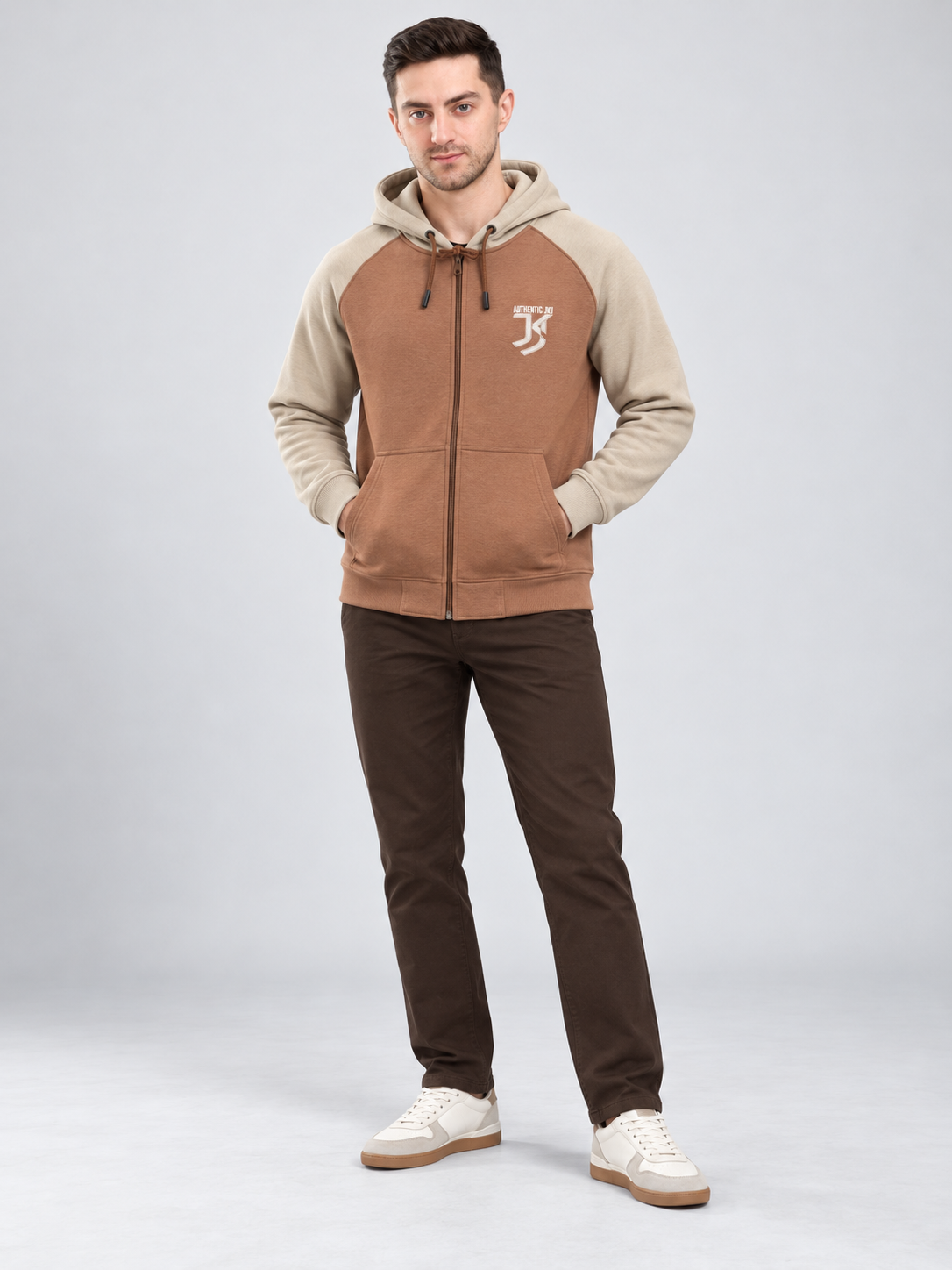 Brown Colour Regular Fit  Primium Hooded Sweatshirt