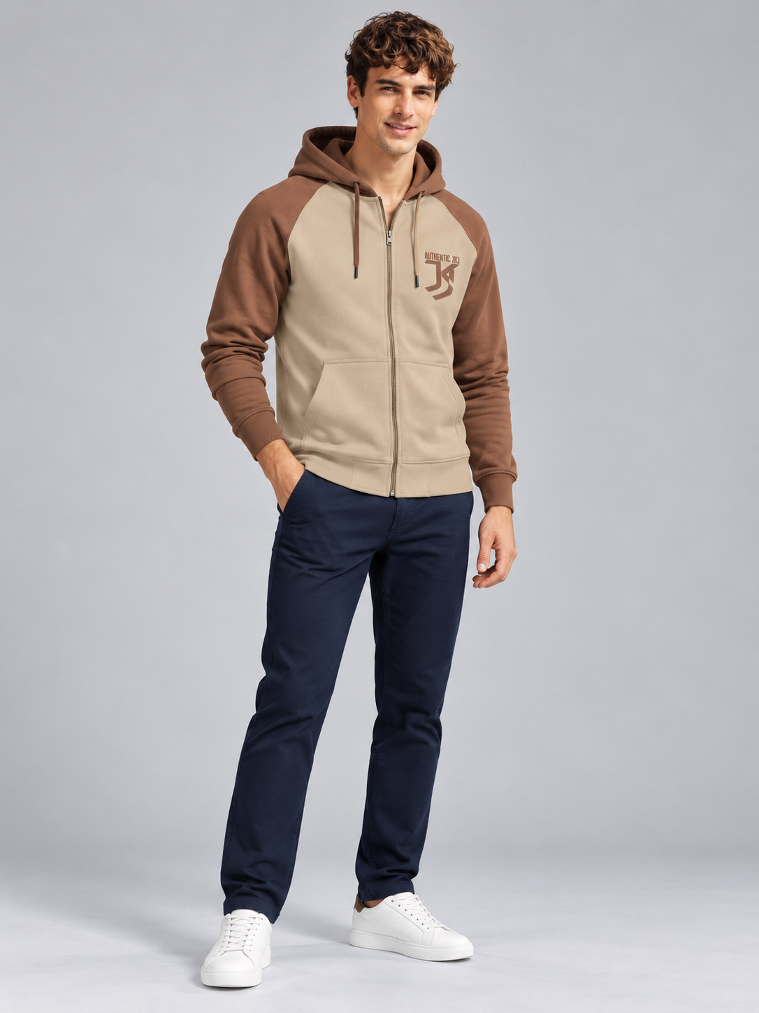Beige Colour Regular Fit  Primium Hooded Sweatshirt
