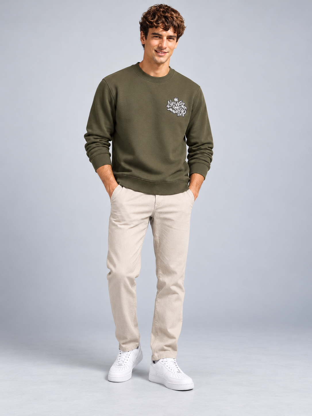 Green Colour Regular Fit  Primium Sweatshirt