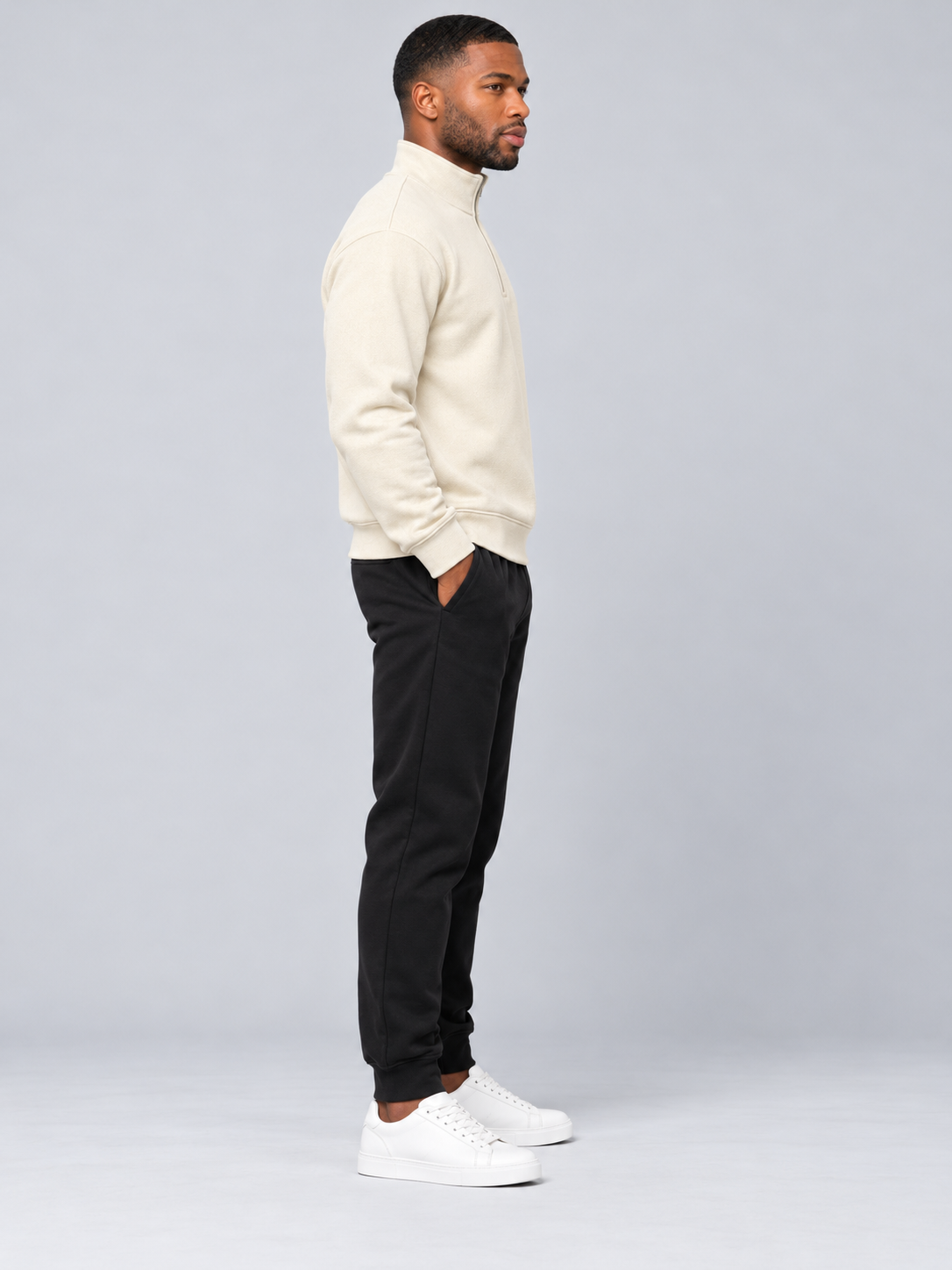 Men's Off White Colour Regular Fit  Primium Sweatshirt