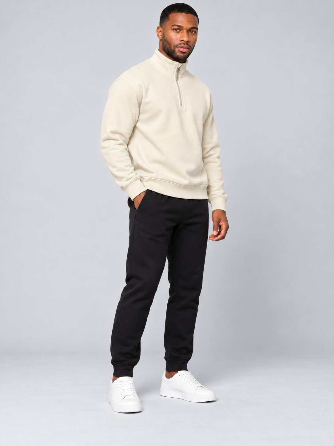 Men's Off White Colour Regular Fit  Primium Sweatshirt