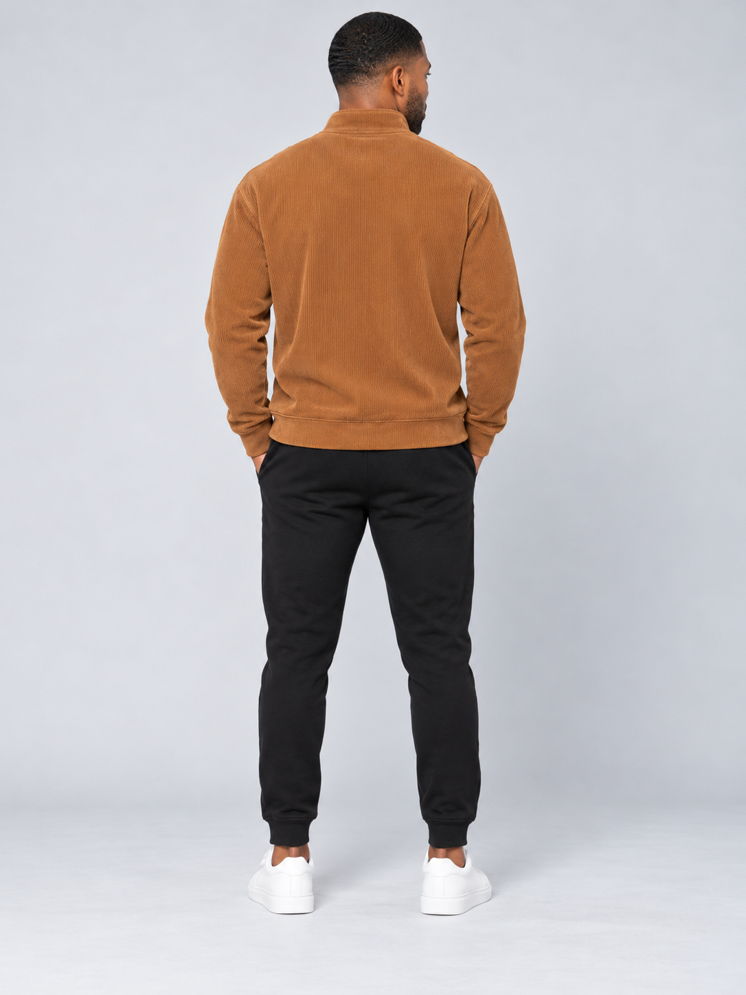 Men Brown Colour Half Zipper Premium Sweatshirt
