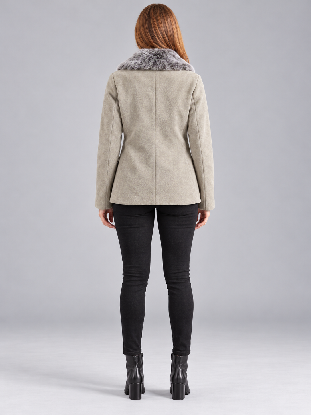 Women’s Premium Short Fur Blazer with Notched Collar