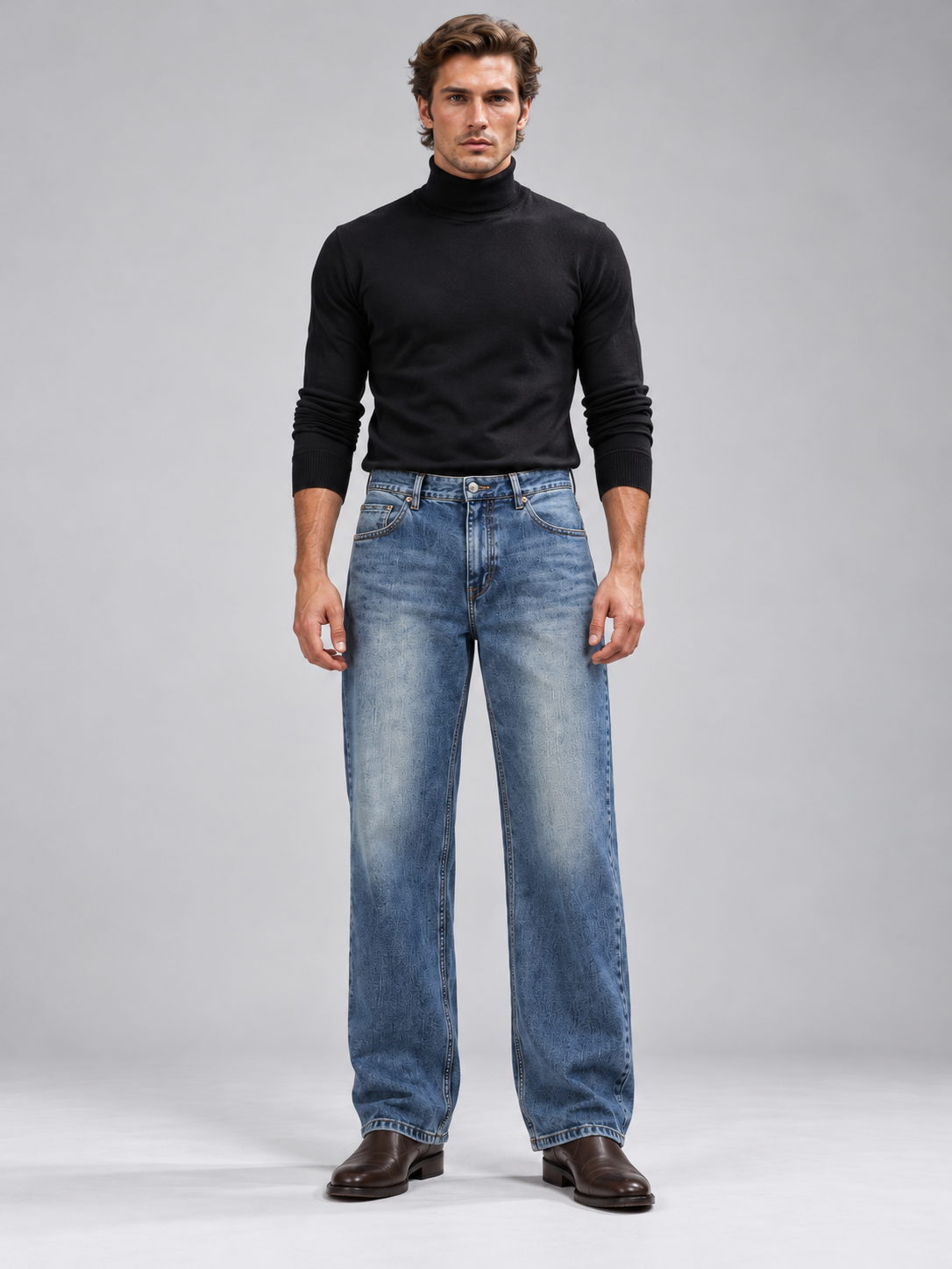 Men Straight Fit Mid Rise Denim Jeans