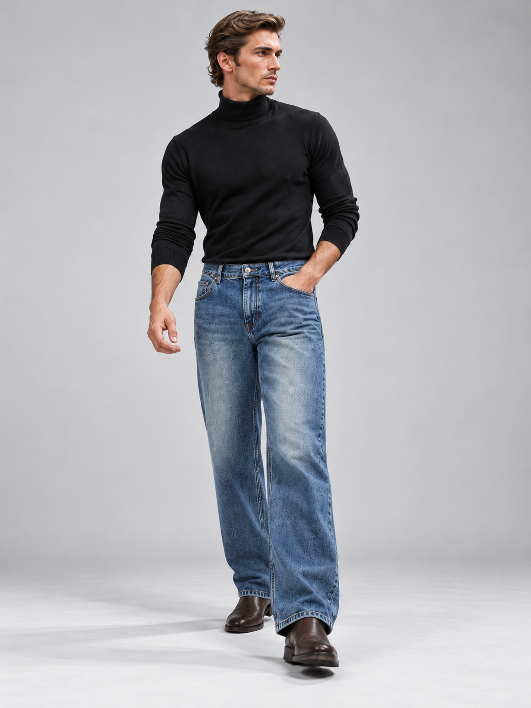 Men Straight Fit Mid Rise Denim Jeans