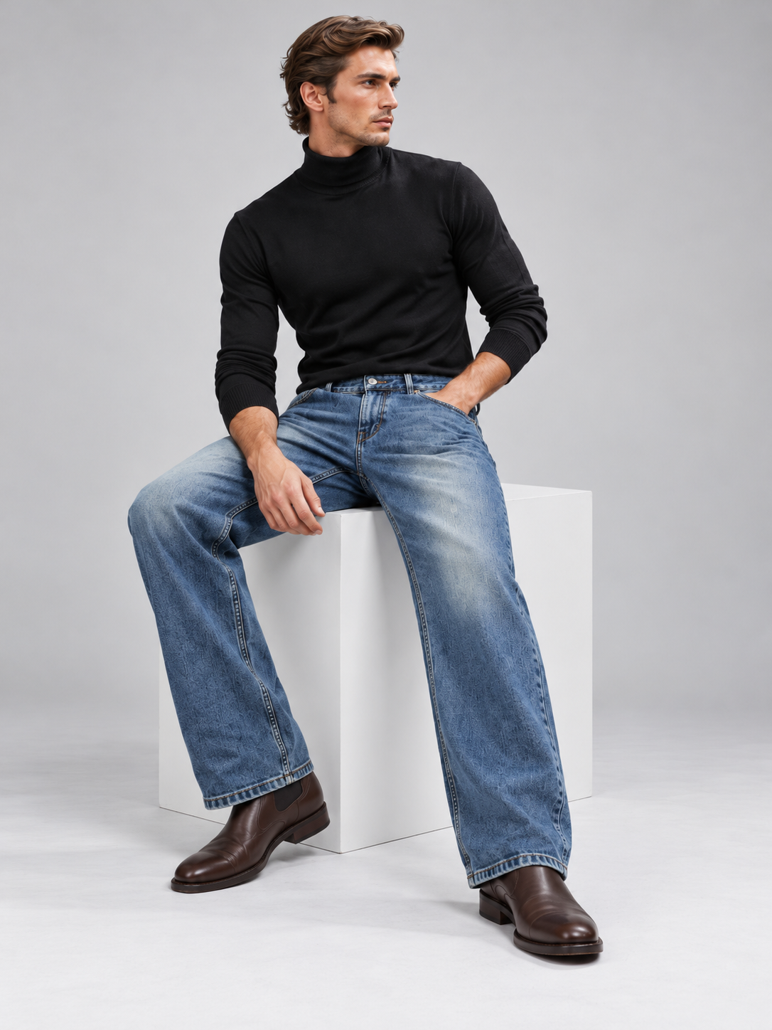 Men Straight Fit Mid Rise Denim Jeans