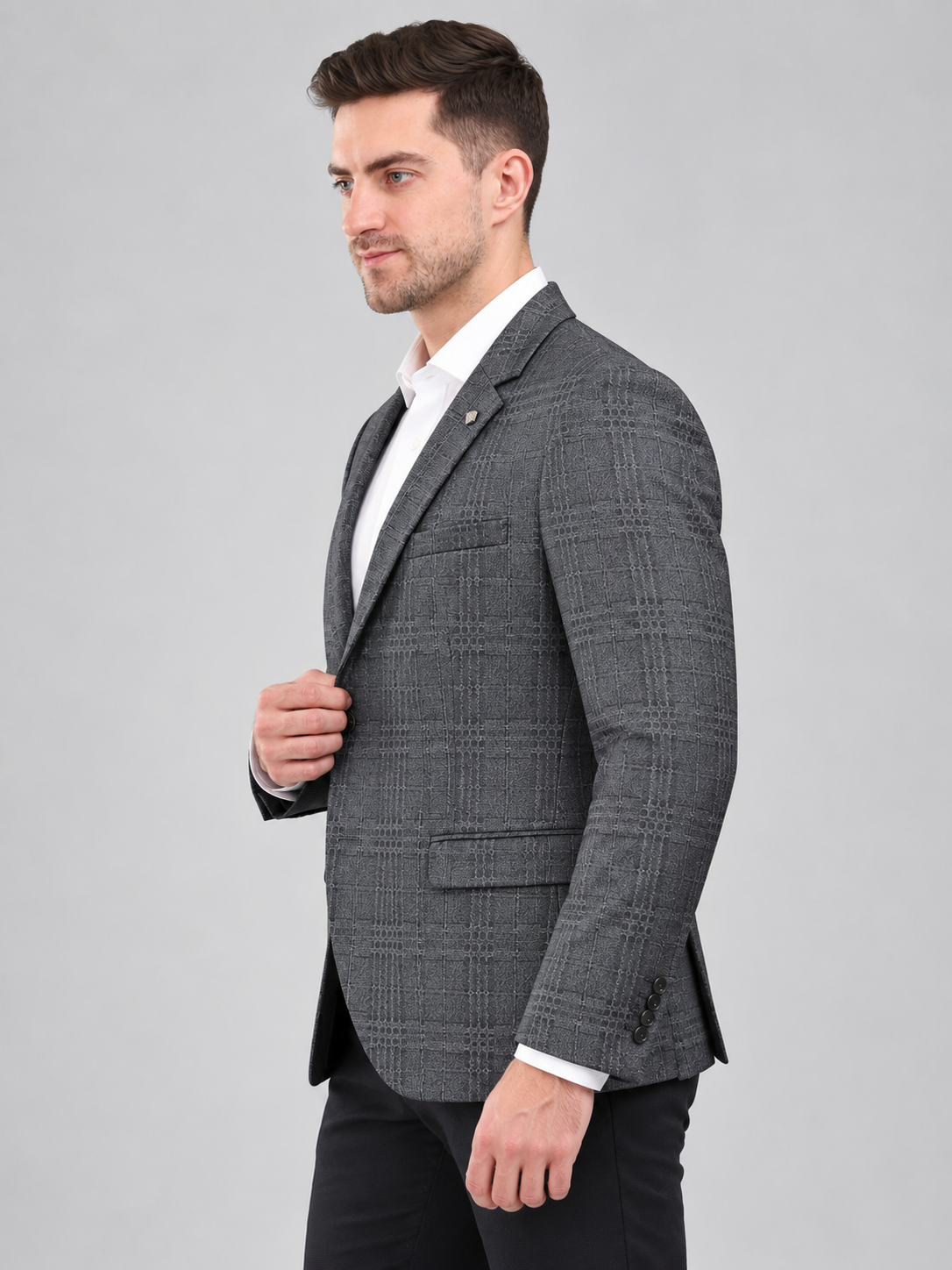 Men’s Full Sleeve Check Pattern Blazer