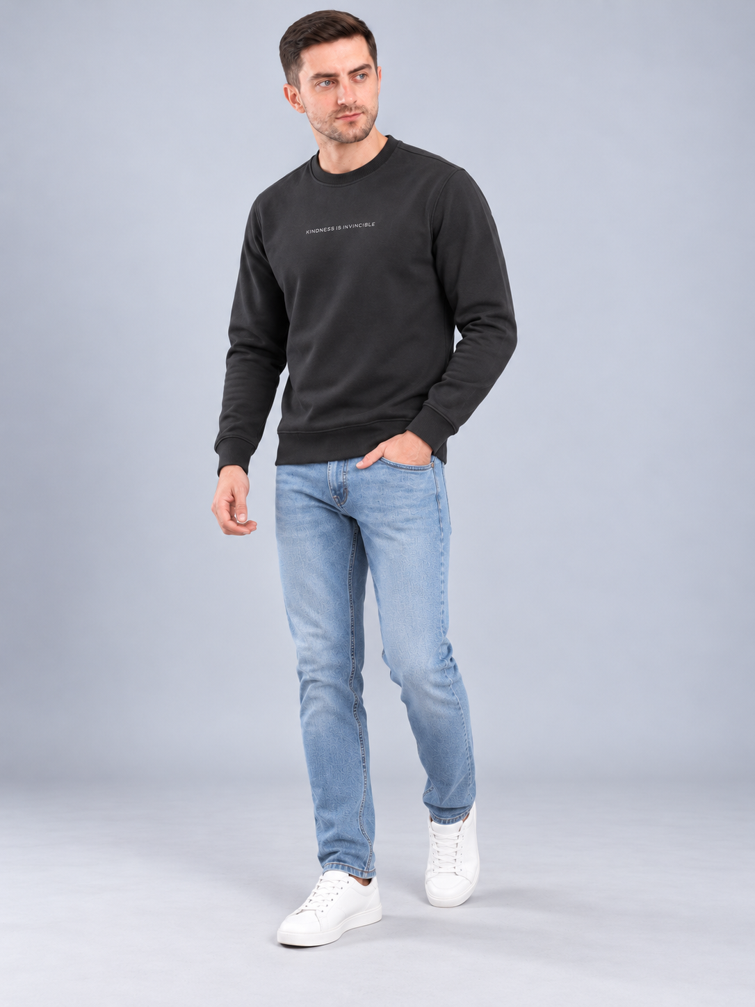Men Black Colour Round Neck Premium Sweatshirt