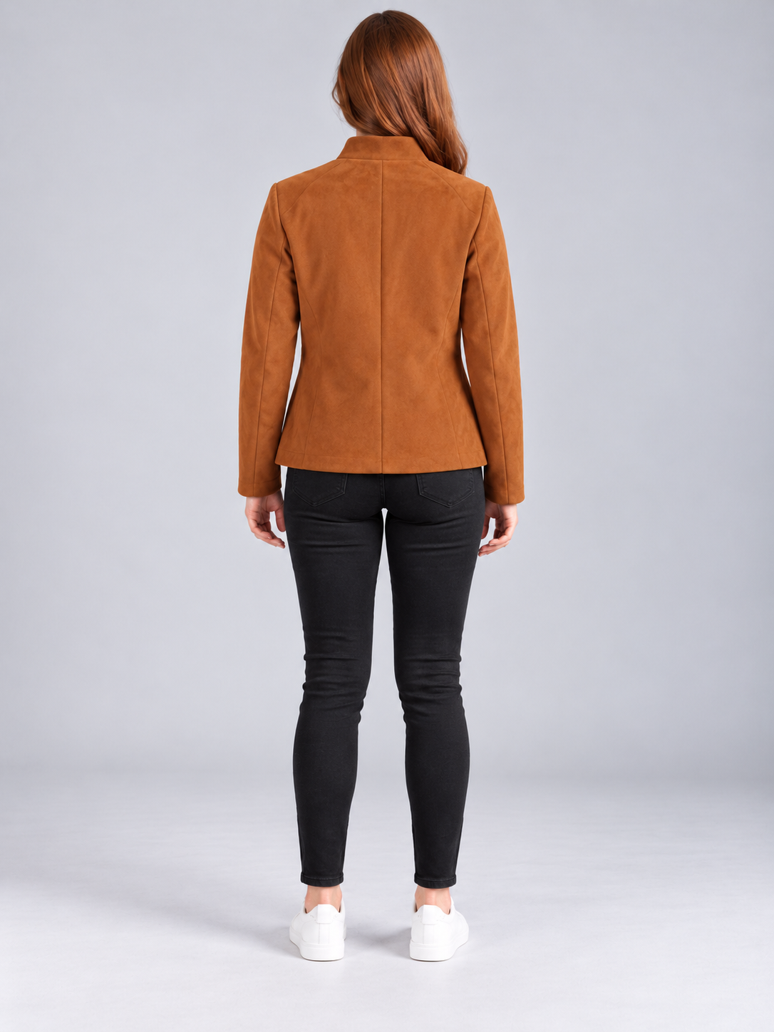 Women’s Premium Short Fur Blazer with Band Collar