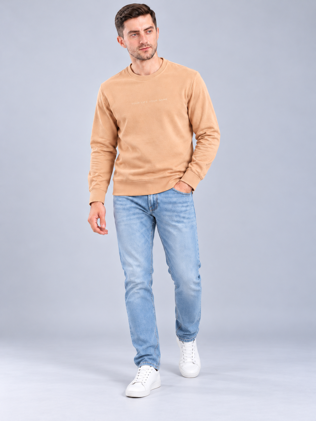 Men’s Premium Round Neck Orange Sweatshirt