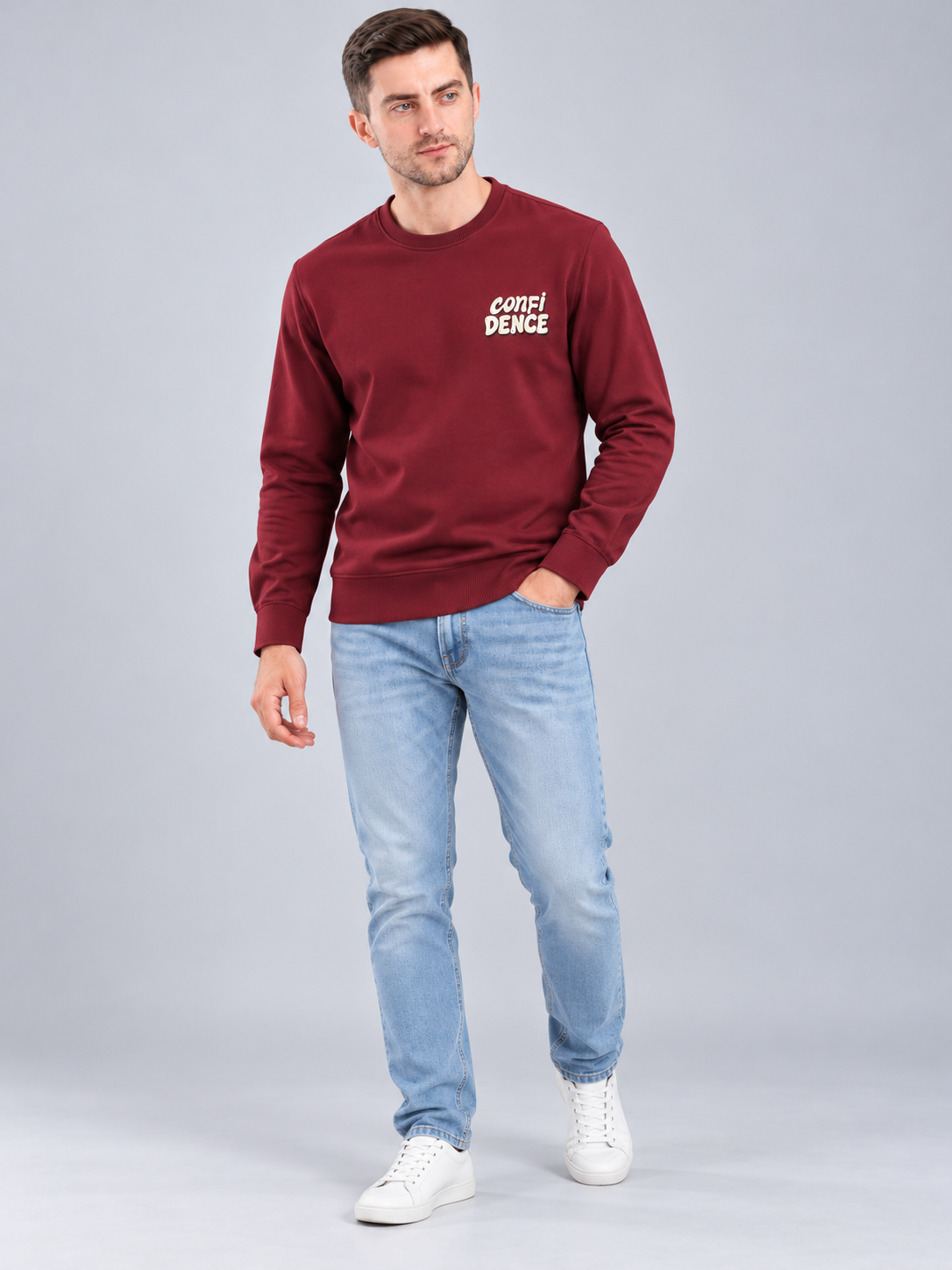 Mehroon Colour Regular Fit  Primium Sweatshirt