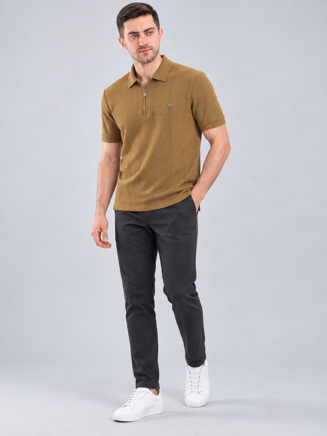 Men’s Premium Cotton Blend Polo Zipper T-Shirt