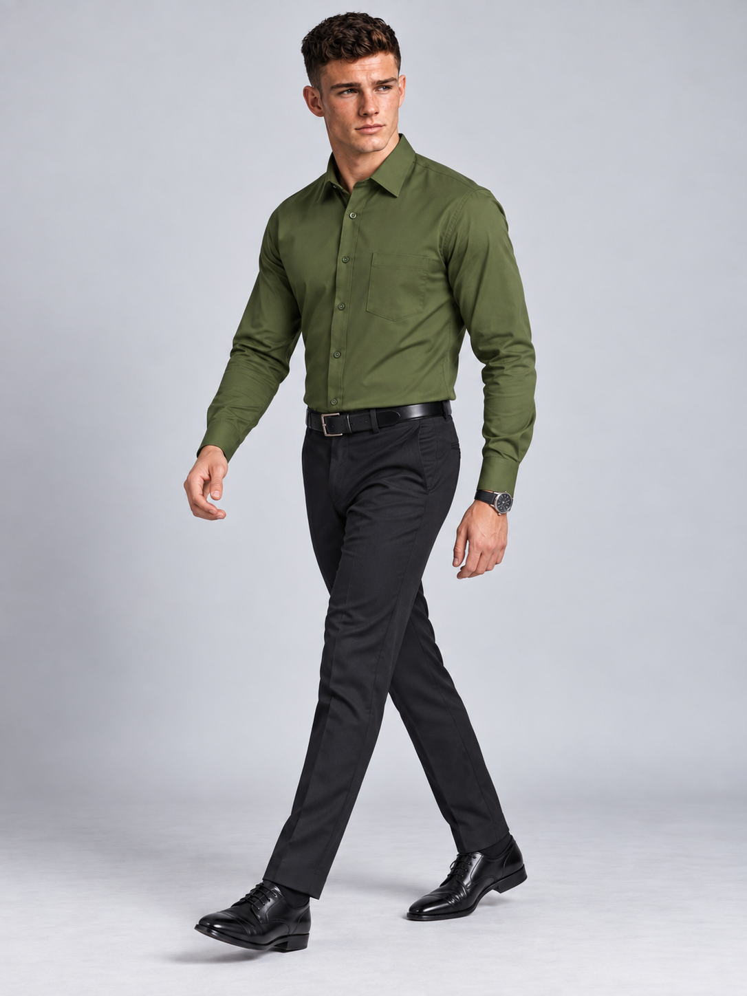 Men’s Premium Solid Full Sleeve Olive Shirt
