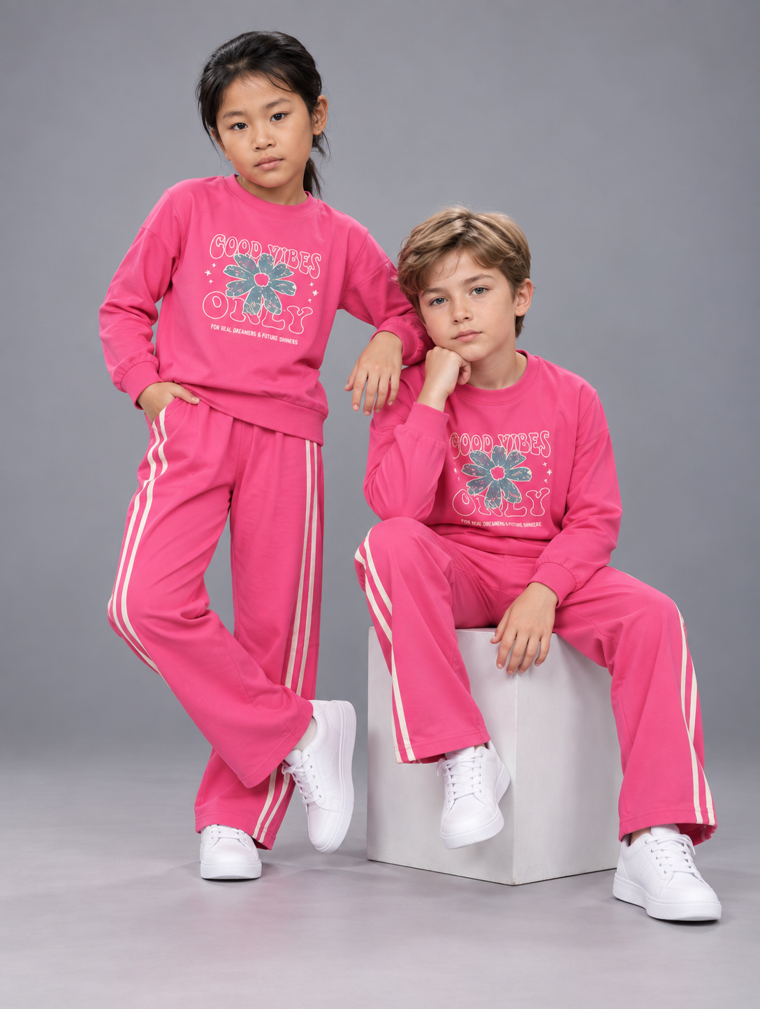 Pink Floral Graphic Printed Sweatshirt & Track Pants Co-Ord Set