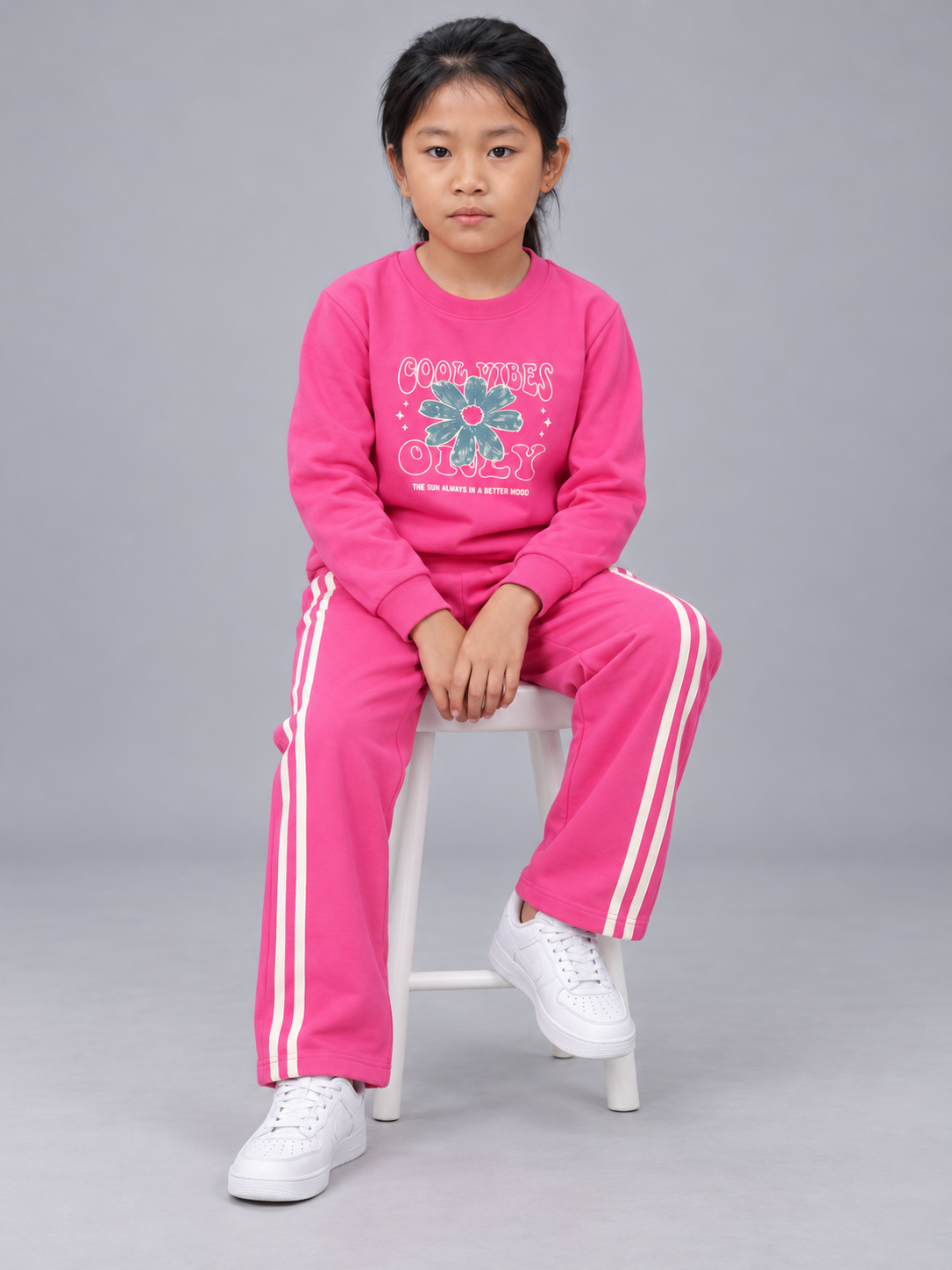 Pink Floral Graphic Printed Sweatshirt & Track Pants Co-Ord Set