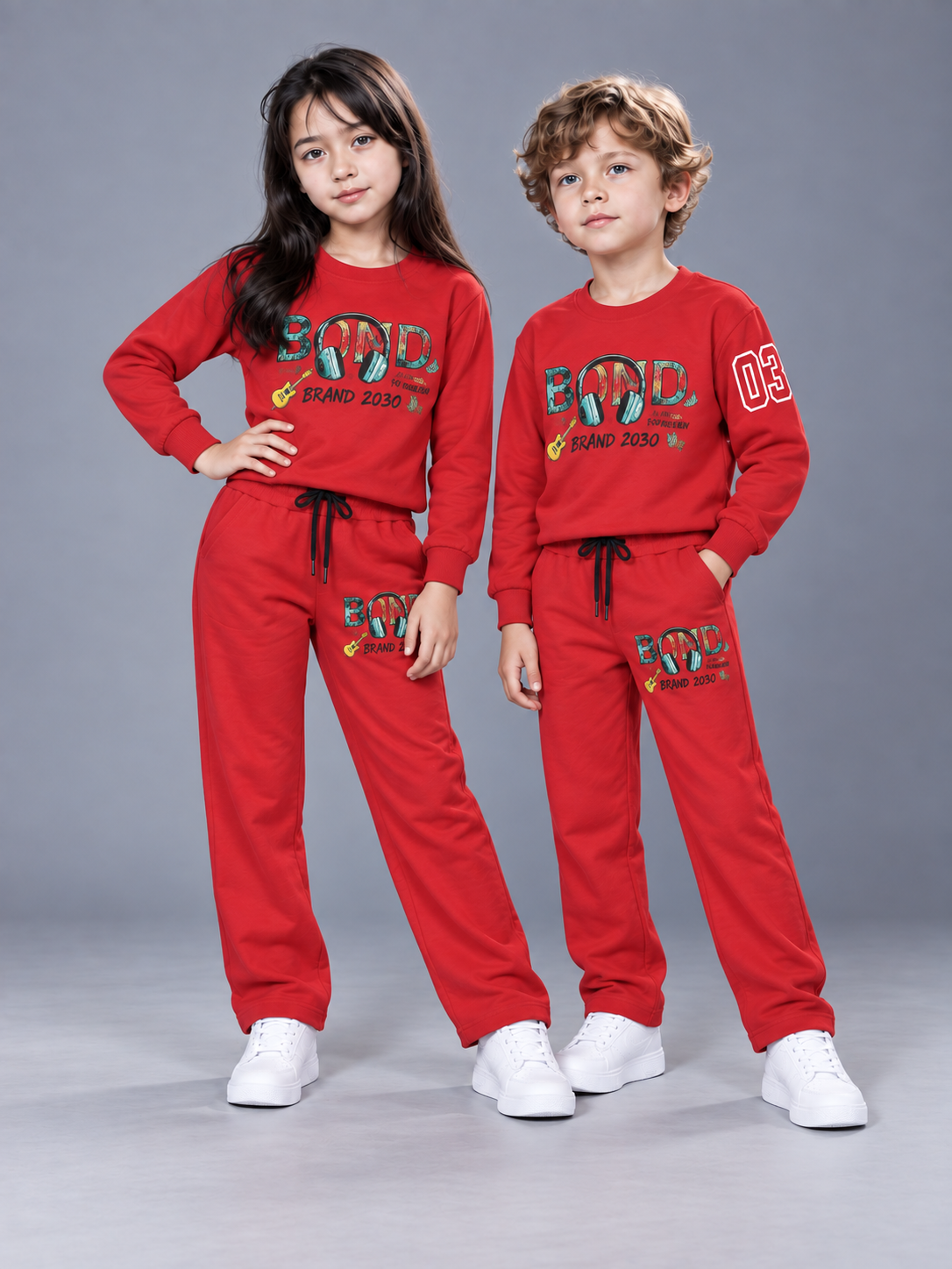 Red Printed Sweatshirt & Track Pants Co-Ord Set