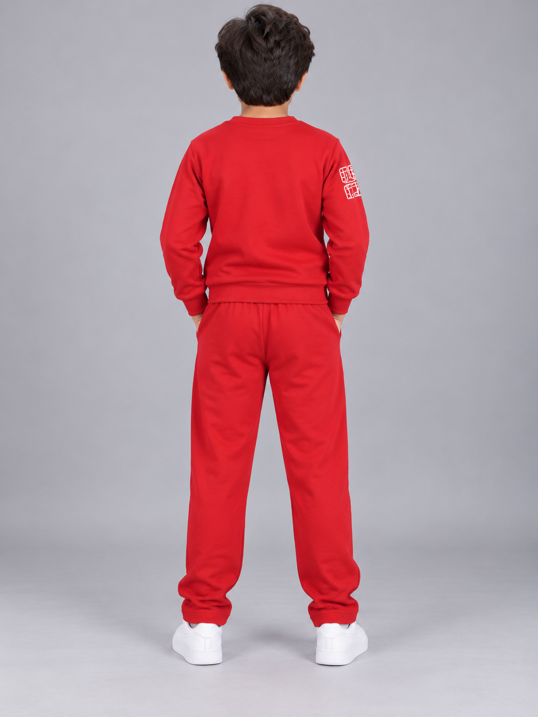 Red Printed Sweatshirt & Track Pants Co-Ord Set
