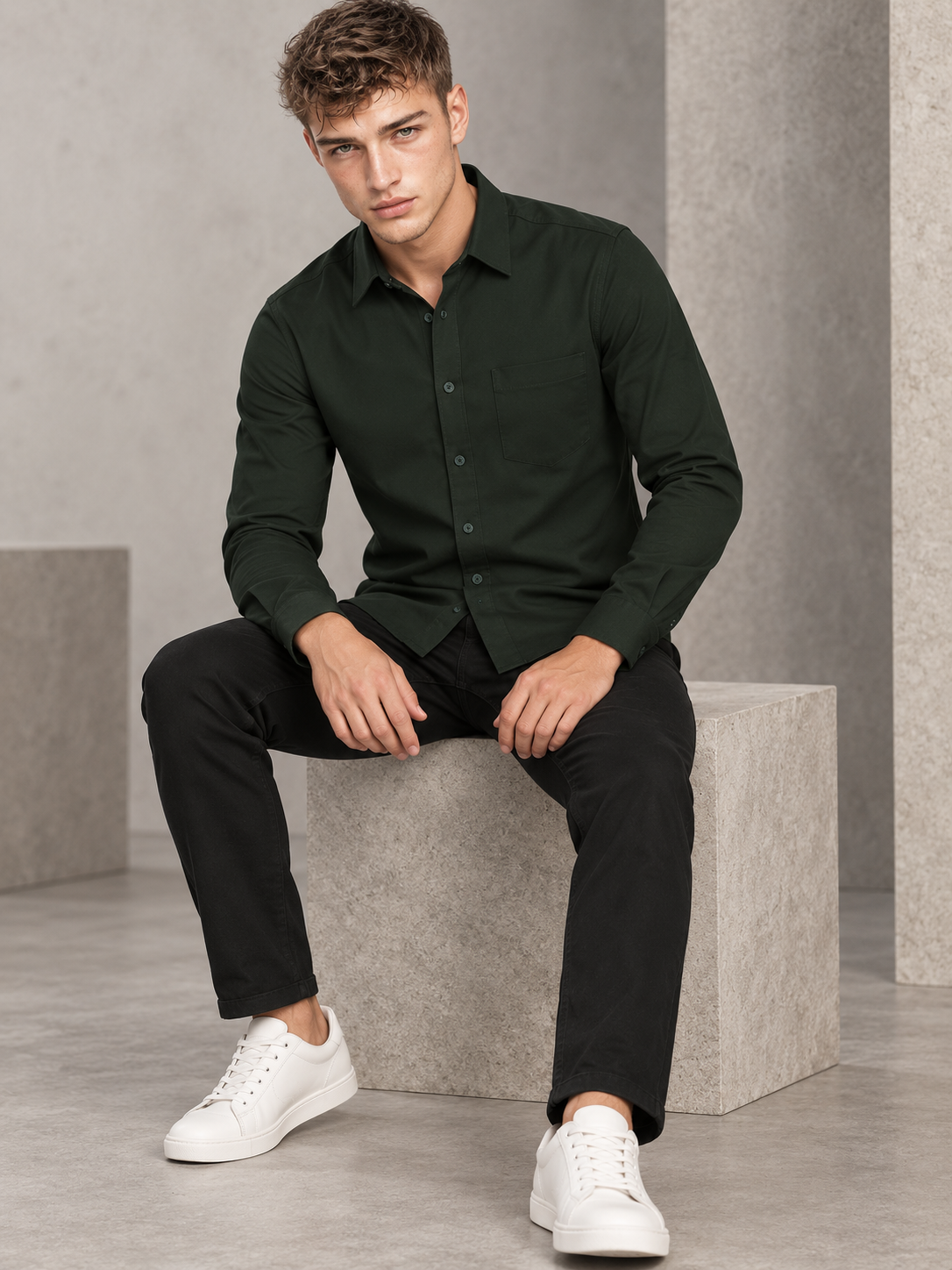 Men's Premium Dark Green Shirt
