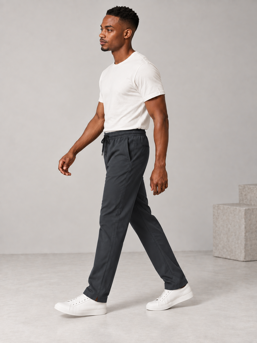 Men Blue Solid Casual Lower