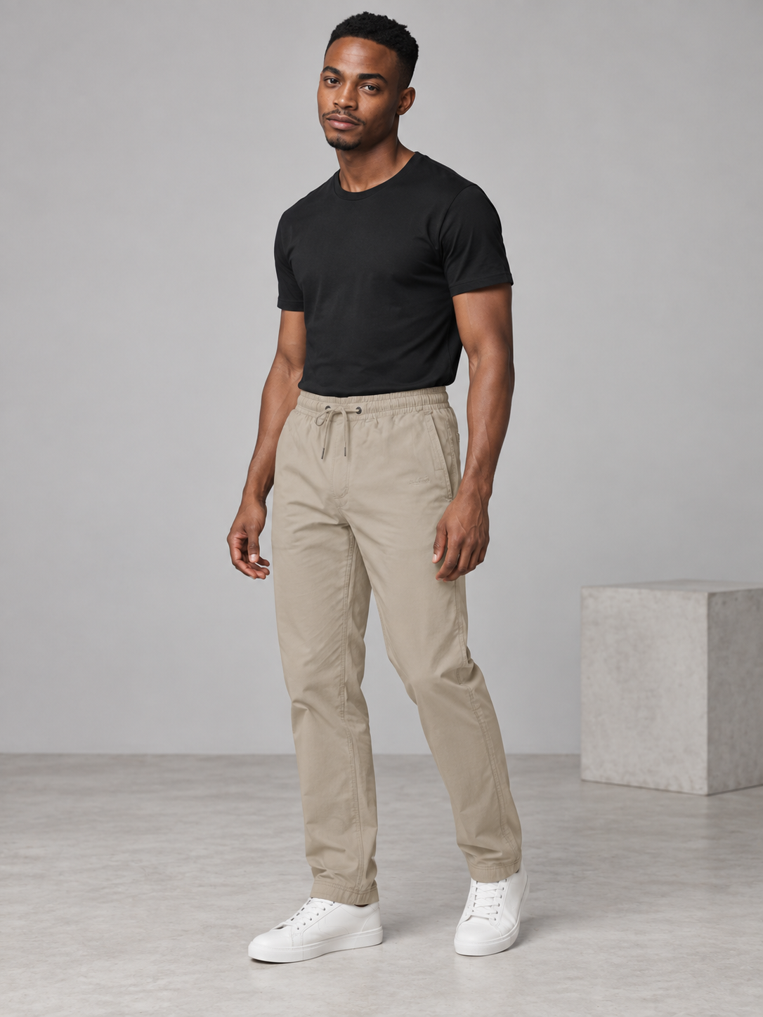 Men Beige Solid Casual Lower