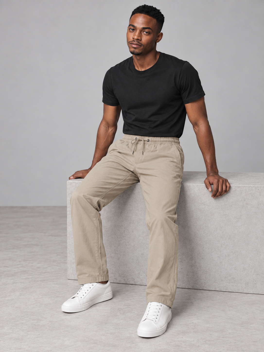 Men Beige Solid Casual Lower