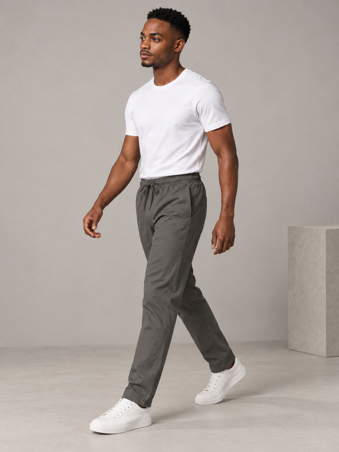 Men Light Grey Solid Casual Lower